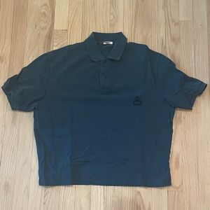 Isabel Marant Men's Dark Teal Polo Shirt - Cropped  Short Sleeve - Size XS